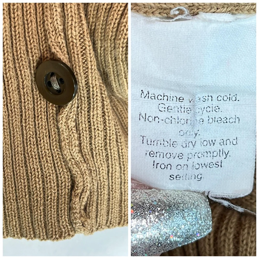 Y2k J. Crew Cardigan Sweater Medium Brown V‎ Neck Button Striped Office Siren